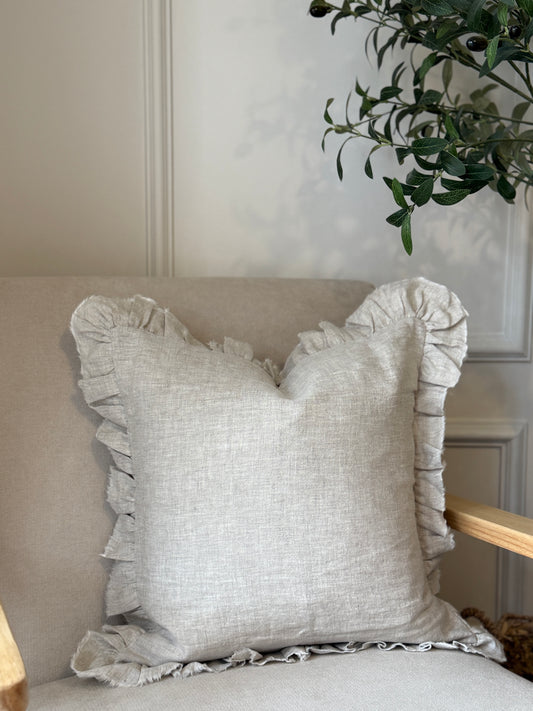 Lily Ruffle Cushion Cover in Natural